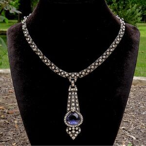 Ben-Amun Rhinestone Art Deco Style Adjustable Length Necklace 16”